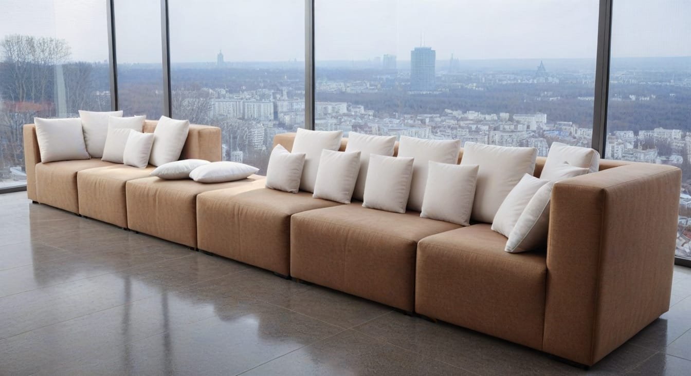 Duża, modułowa kanapa z białymi poduszkami - Holiday